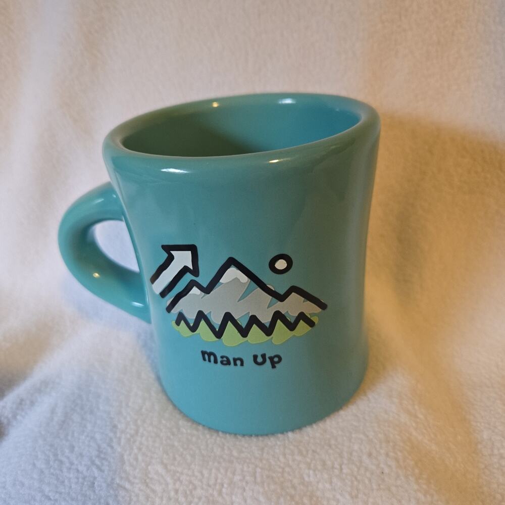 Life Is Good Home Coffee Mug “Man Up” Blue